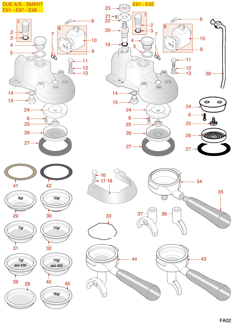 8038737-FAEMA BRÜHGRUPPE E91-E92-E97-E98-DUE-SMART