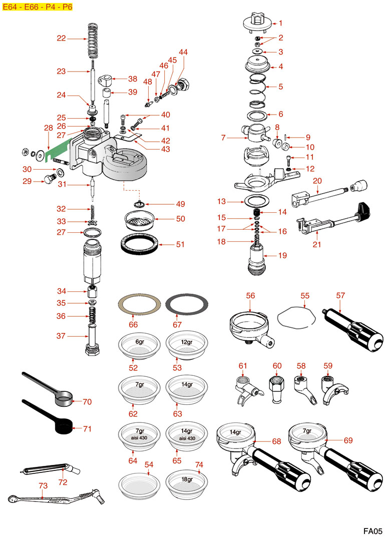 FAEMA BR�HGRUPPE P4-P6-E64-E66